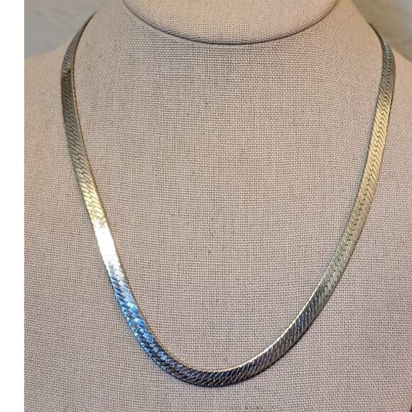 Vintage 925 Sterling Silver 19.5" Herringbone 1/4" Wide Chain - Picture 1 of 10